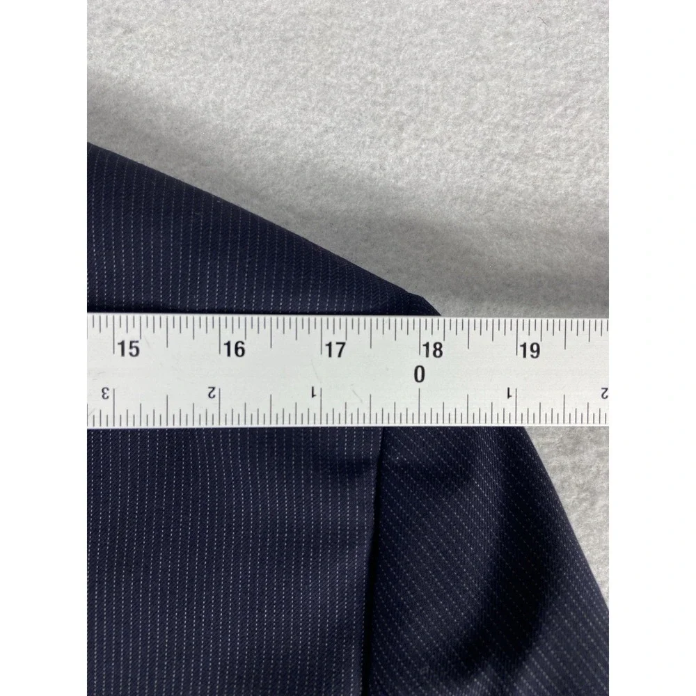 Red Saks Fifth Avenue 2PC Suit Mens 40R Blue Trim Fit Striped Via Manzoni Wool